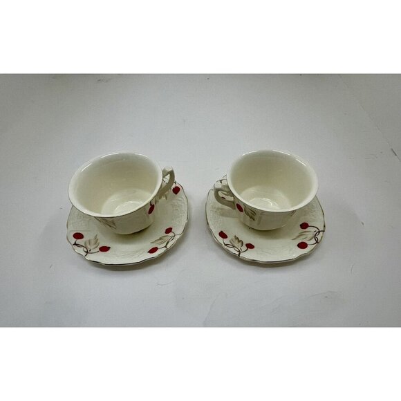 Myott Cherry Ripe Bone China Teacup & Saucer Set of 2 England Rose Floral - Picture 1 of 7